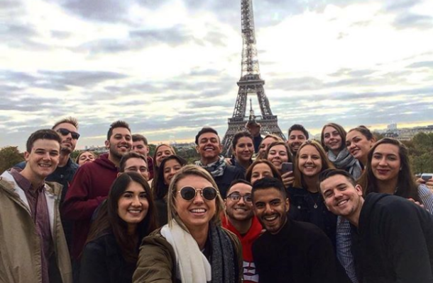 Student selfie at Eiffel Tower