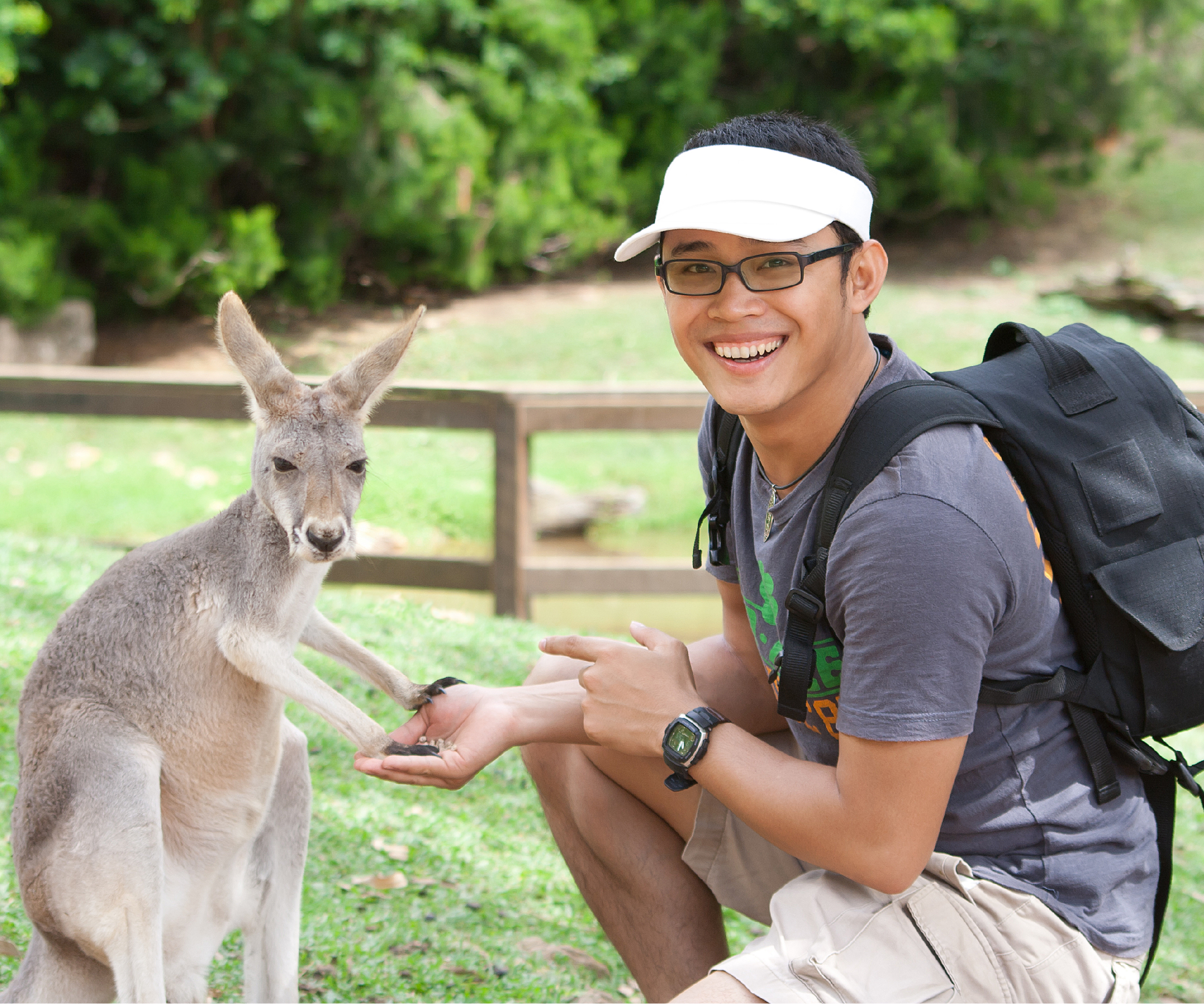 Student in Australia with Kangaroo