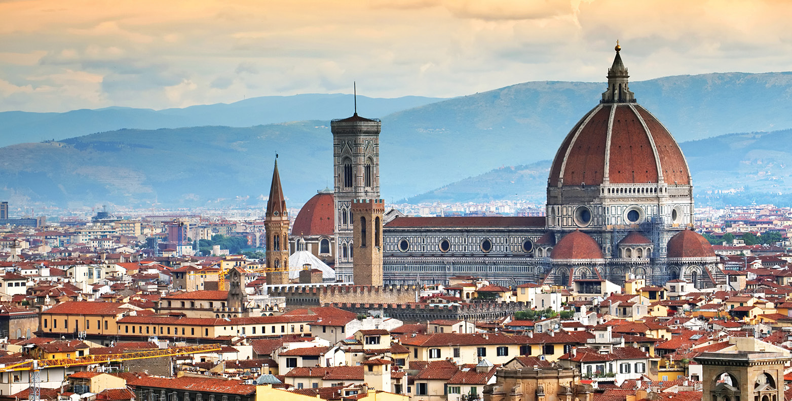 The skyline and Il Duomo in Florence, Italy. 